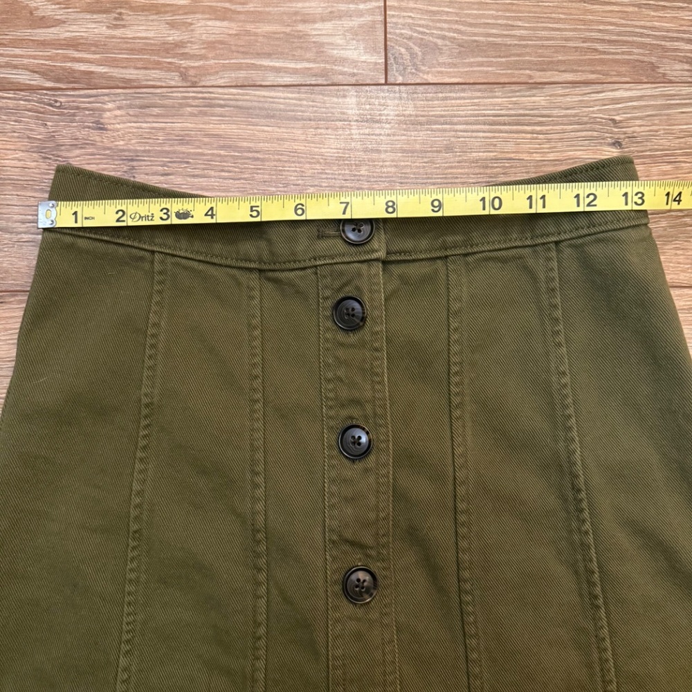 Green Denim Button Front Skirt - Picture 5 of 6